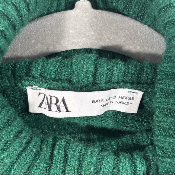 Zara Green Turtleneck Sweater with Ribbed Details Sm Academia Pullover Fall - Picture 12 of 12